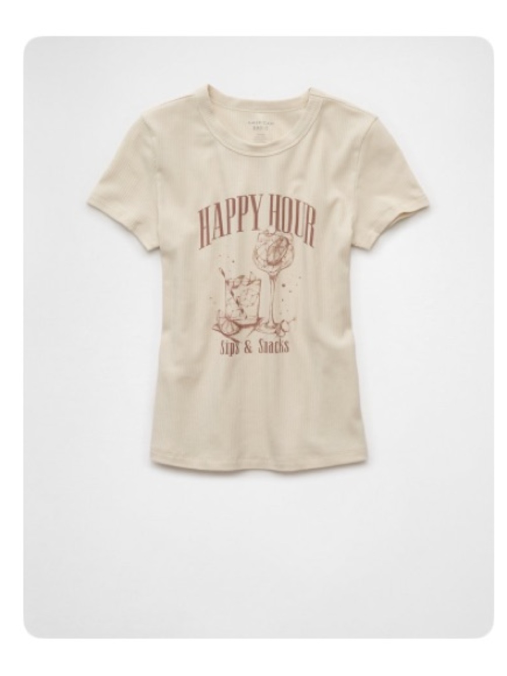AE 'Happy Hour' Graphic Hey Baby Tee - Cream - Picture 6 of 6